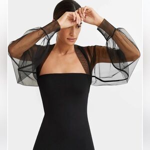 Olympia Mesh Bolero Sun Protection Long Puff Sleeve See Through Cover Up size S